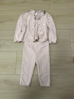 GAP Light Pink Ribbed Cardigan and Pant Set